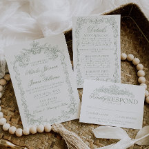 Mariage Classique Argent Ancien Vert Sauge