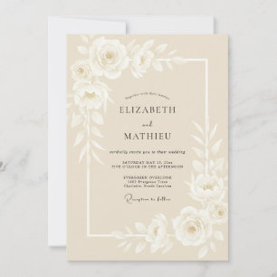 Invitation Mariage Classique Beige Poli
