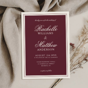 Invitation Mariage Classique Bourgogne Vieille Fortune