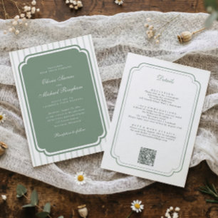 Invitation Mariage Classique Country Club Vert Sauge