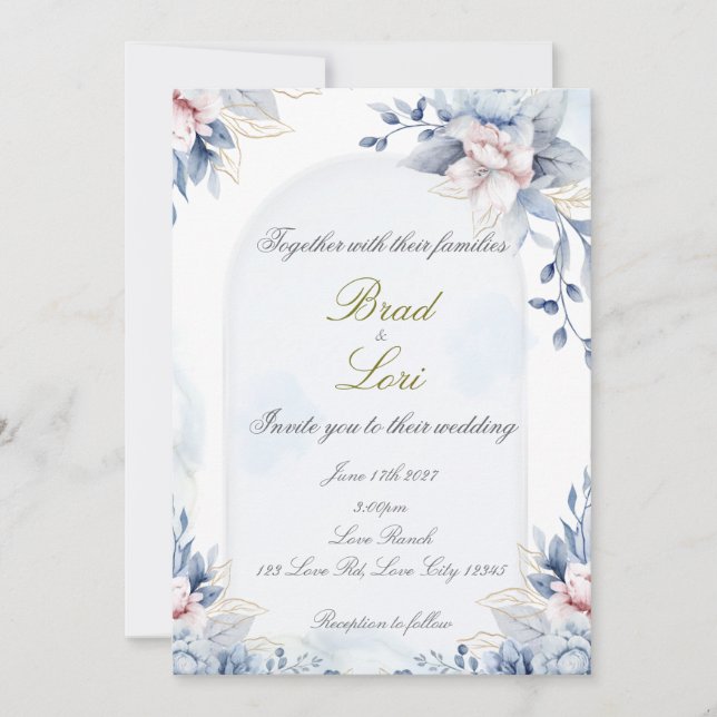 Invitation Mariage Classique d'Amour Éternel (Devant)