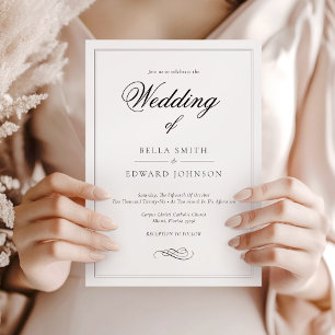 Invitation Mariage classique de calligraphie noir blanc