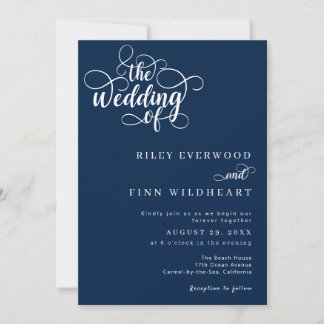 Invitation Mariage classique de calligraphie simple