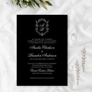 Invitation Mariage classique de crête noire et blanche