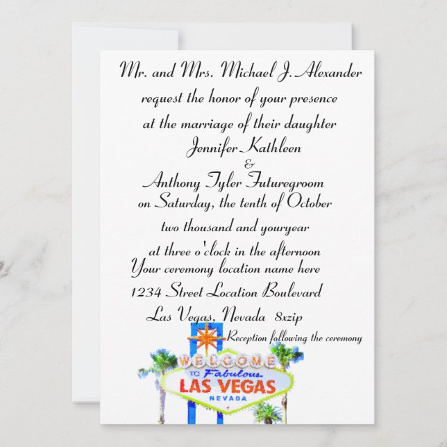 Invitation Mariage classique de Las Vegas (Devant)
