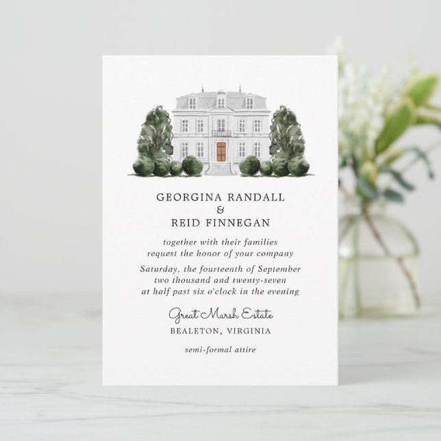 Invitation Mariage Classique Élégant domaine de ma (Debout devant)