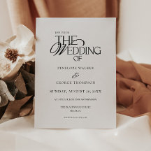 Mariage Classique Élégant Écriture Noir & Blanc