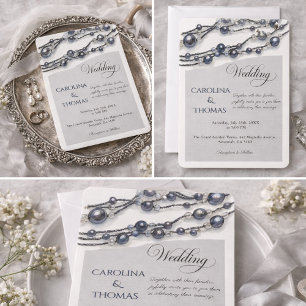 Invitation Mariage Classique Élégant Perle d'Argent