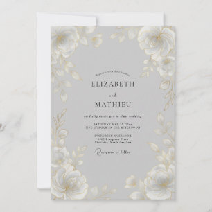 Invitation Mariage Classique Éthéré Gris Colombe
