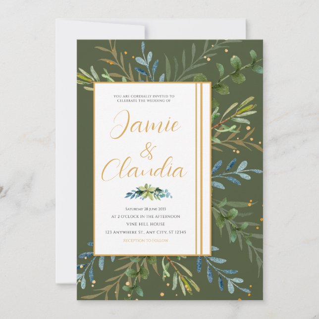 Invitation Mariage classique Eucalyptus de verdure (Devant)
