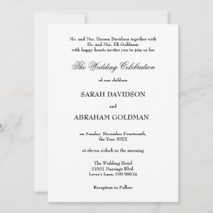 Invitation Mariage Classique Formel Élégant Blanc Traditionne