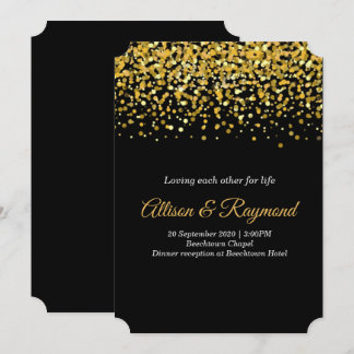 Invitation Mariage classique Gold et Black Dots