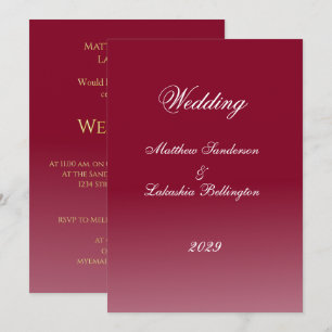 Invitation Mariage classique gothique Plum Noir soir ou nuit
