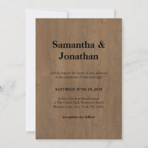 Invitation Mariage Classique Grain de Bois Moyen