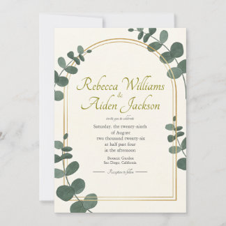 Invitation Mariage Classique Ivoire et Or Rose