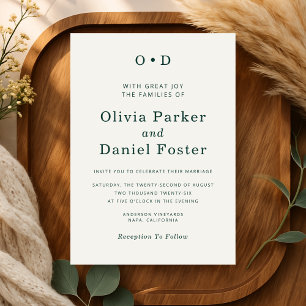 Invitation Mariage Classique Minimaliste avec Typographie Ver