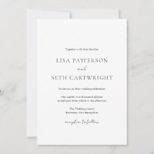 Invitation Mariage Classique Minimaliste Noir et Blanc