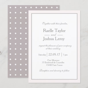 Invitation Mariage classique minimaliste rose pâle blanc gris