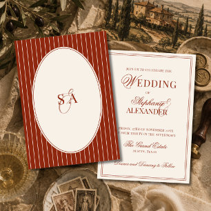 Invitation Mariage Classique Monogramme Chaud Terracotta Viei