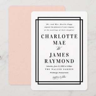 Invitation Mariage classique noir simple cadre