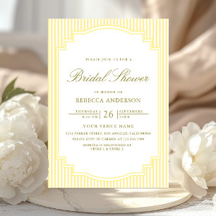Invitation Mariage Classique Photo Rayures Jaunes Enterrement