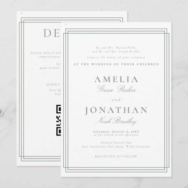 Invitation Mariage classique simple (Devant / Derrière)