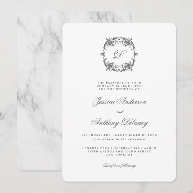 Invitation Mariage classique simple et élégant (Devant / Derrière)