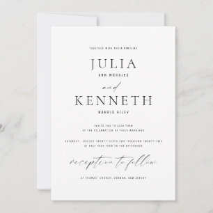 Invitation Mariage classique traditionnel noir et blanc