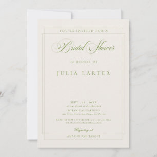 Invitation Mariage Classique Vert Ivoire Calligraphie Baby Sh
