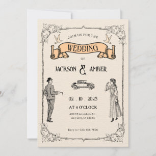 Invitation Mariage classique vintage