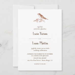 Invitation Mariage classique Vintage d'oiseaux forestiers