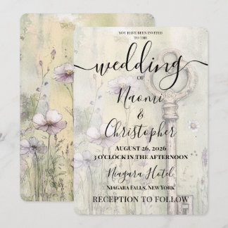 Invitation Mariage clé rustique vintage personnalisée