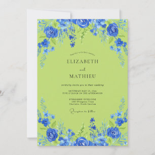 Invitation Mariage Cobalt Lime Fleur