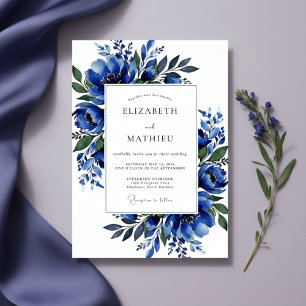 Invitation Mariage Cobalt Lush Blossom