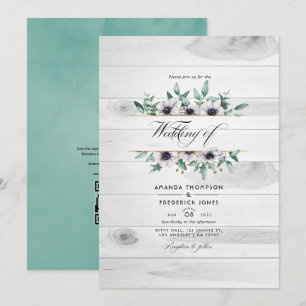 Invitation Mariage Code QR Anémone Eucalyptus Campagnard Rust