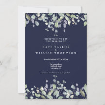 Mariage Code QR Bleu Nuit Floral Vert Lilas