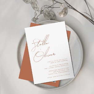 Invitation Mariage Code QR Calligraphie Terracotta Rustique