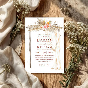 Invitation Mariage Code QR Chic Floral auvent Terracotta Bohè