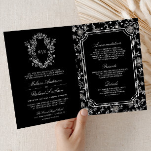 Invitation Mariage Code QR Crête de Chinoiserie Noire