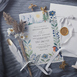 Invitation Mariage Code QR de la Forêt Nordique d'Helsinki à 