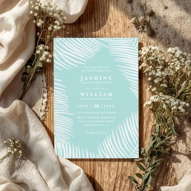 Invitation Mariage Code QR Élégant Chic Plage Tropicale Palmi (Créateur téléchargé)