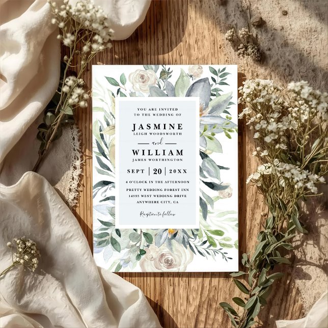 Invitation Mariage Code QR Élégant Rustique Eucalyptus Boho (Créateur téléchargé)