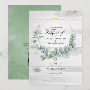Invitation Mariage Code QR Eucalyptus Campagnard de Grange Ru