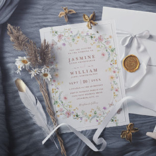 Invitation Mariage code QR jardin rustique papillon fleur sau