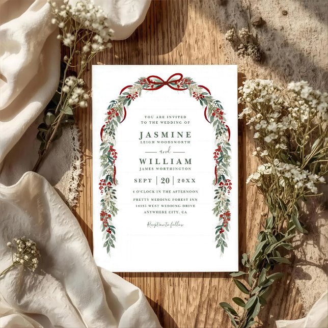 Invitation Mariage Code QR Moderne Élégant avec Verdure Rusti (Créateur téléchargé)