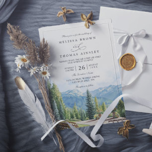 Invitation Mariage Code QR Montagne Rustique Aspen Colorado