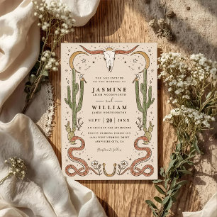Invitation Mariage Code QR Rustique Sud-Ouest Bois de Cerf Bo