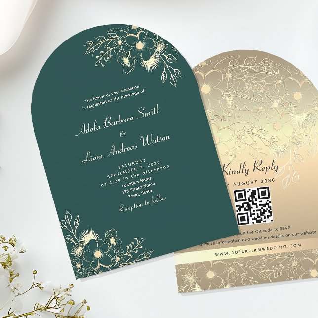 Invitation Mariage Code QR Vert Émeraude (Créateur téléchargé)