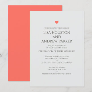 Invitation Mariage Cœur de Corail