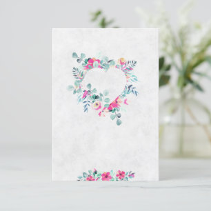 Invitation Mariage coeur floral aquarelle rose clair 